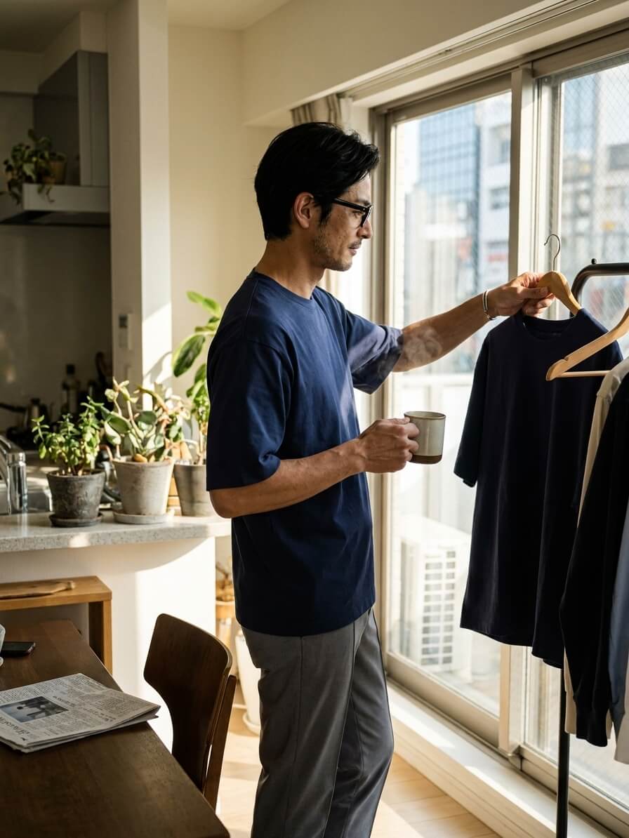 朝の支度、パンツを履く瞬間