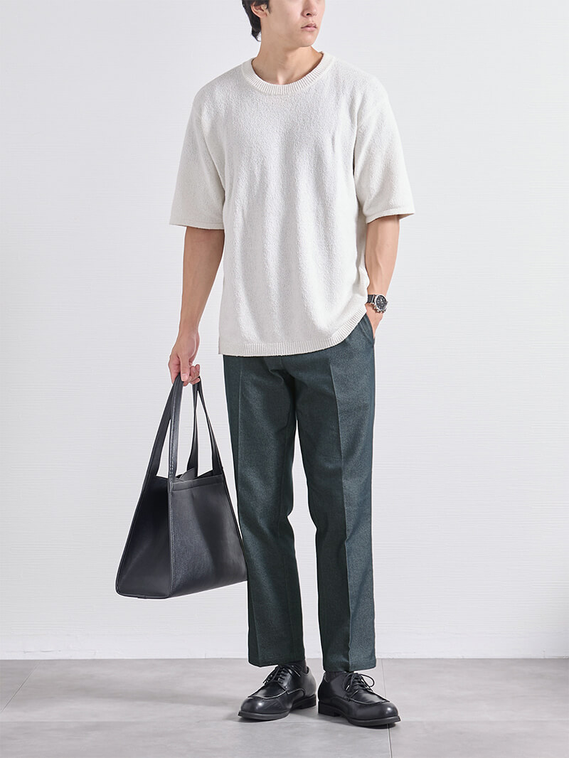 デニムスラックス（インディゴ）／夏のコーディネート例