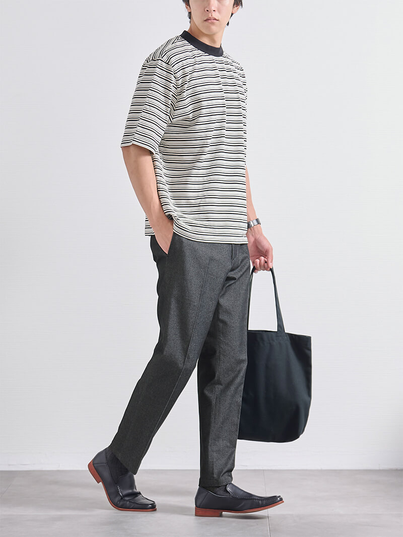 デニムスラックス（ワンウォッシュ）／夏のコーディネート例