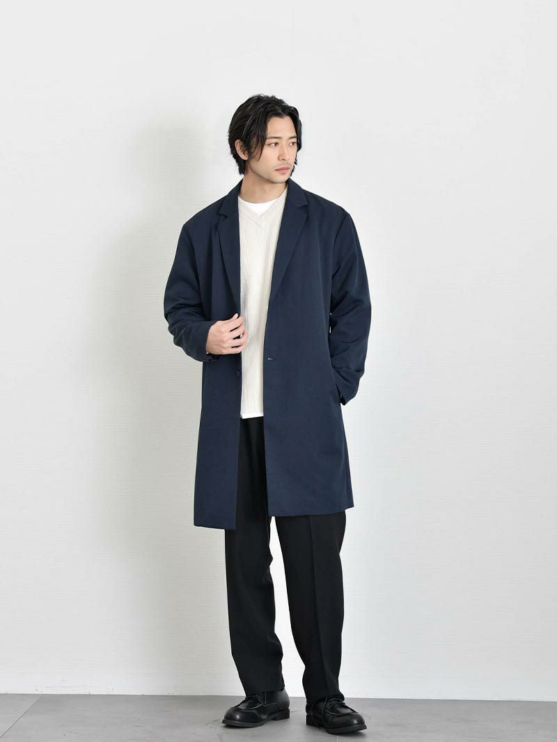 ネイビー チェスターコート 裏地付き ツイルチェスターコート 裏地付き | AUEN [オーエン]