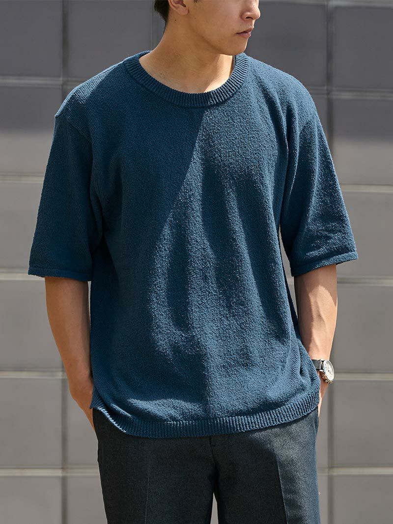 テクスチャーサマーニット ネイビー